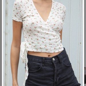 Brandy Melville Rae Floral Wrap Top